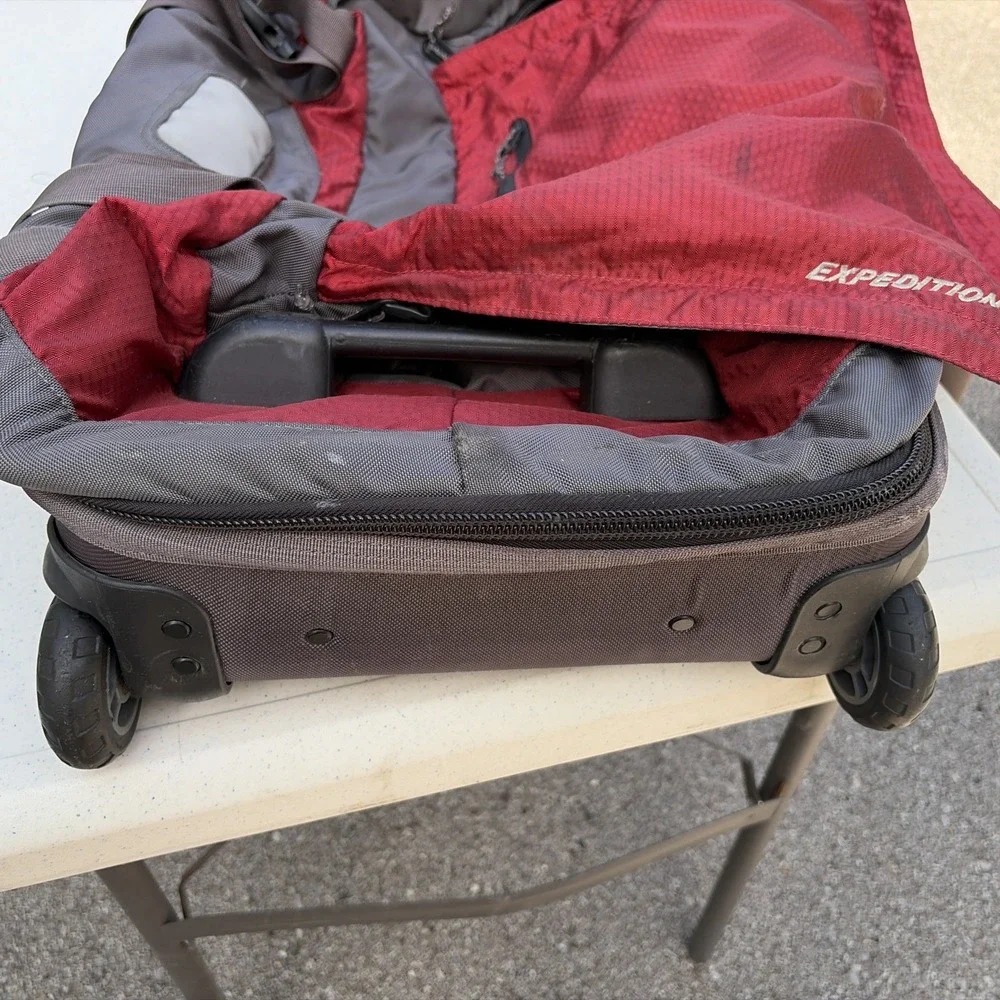 Eddie Bauer Expedition 26 Rolling Duffel Bag Suitcase Red Gray